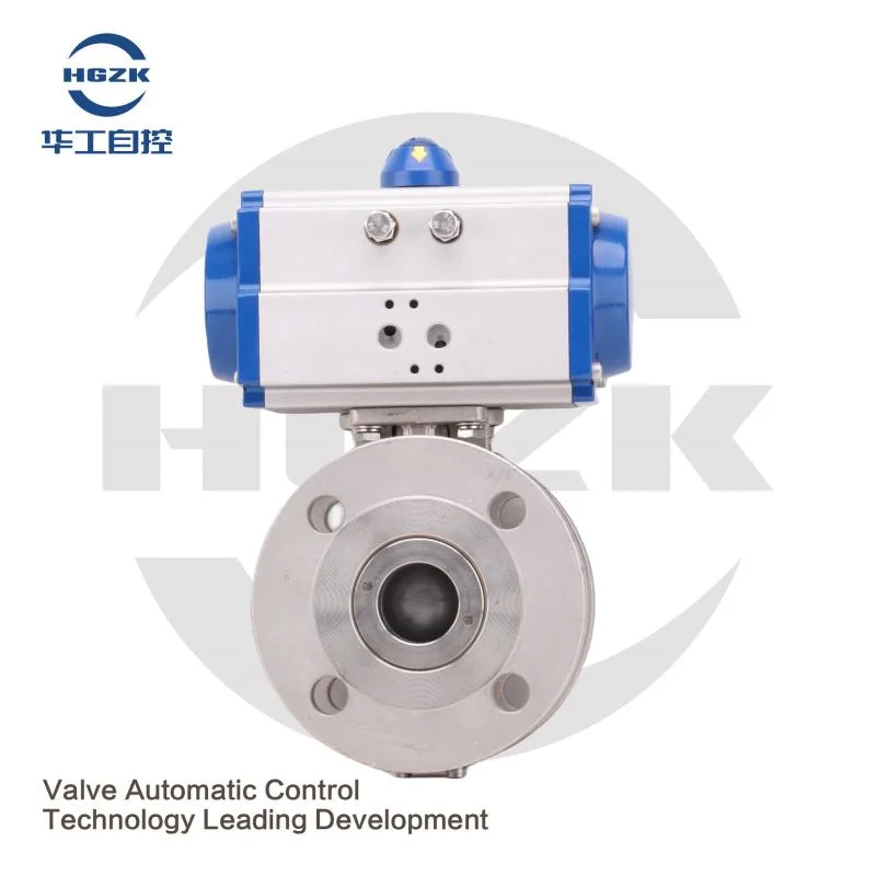 DN100 Pneumatic SS304 Ultra-Thin Ball Valve Pneumatic Actuated Thread Flanged Ball Valve