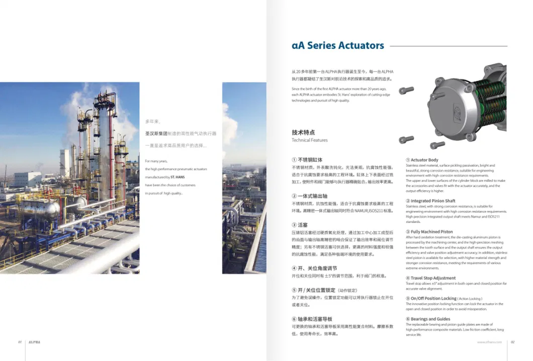 A-Series Stainless Steel Pneumatic Actuator for Ball/Butterfly Valve Control