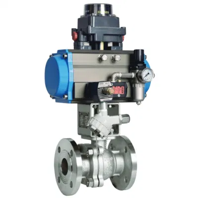 Actuador neumático Válvula de bola flotante de control con válvula de solenoide PN16 estándar general de la temperatura media