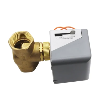  Válvula de globo motorizada de 2 vías, válvula de solenoide de latón de 3 vías Válvula para control de flujo de agua de zona FCU con mango manual