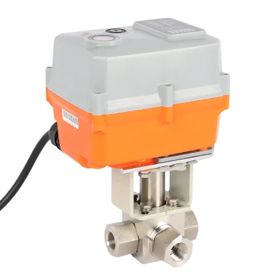 4-20mA 220V válvula de control de agua de control de CA de la bola de accionamiento eléctrico Válvula de bola de alta presión de 3 vías de acero inoxidable