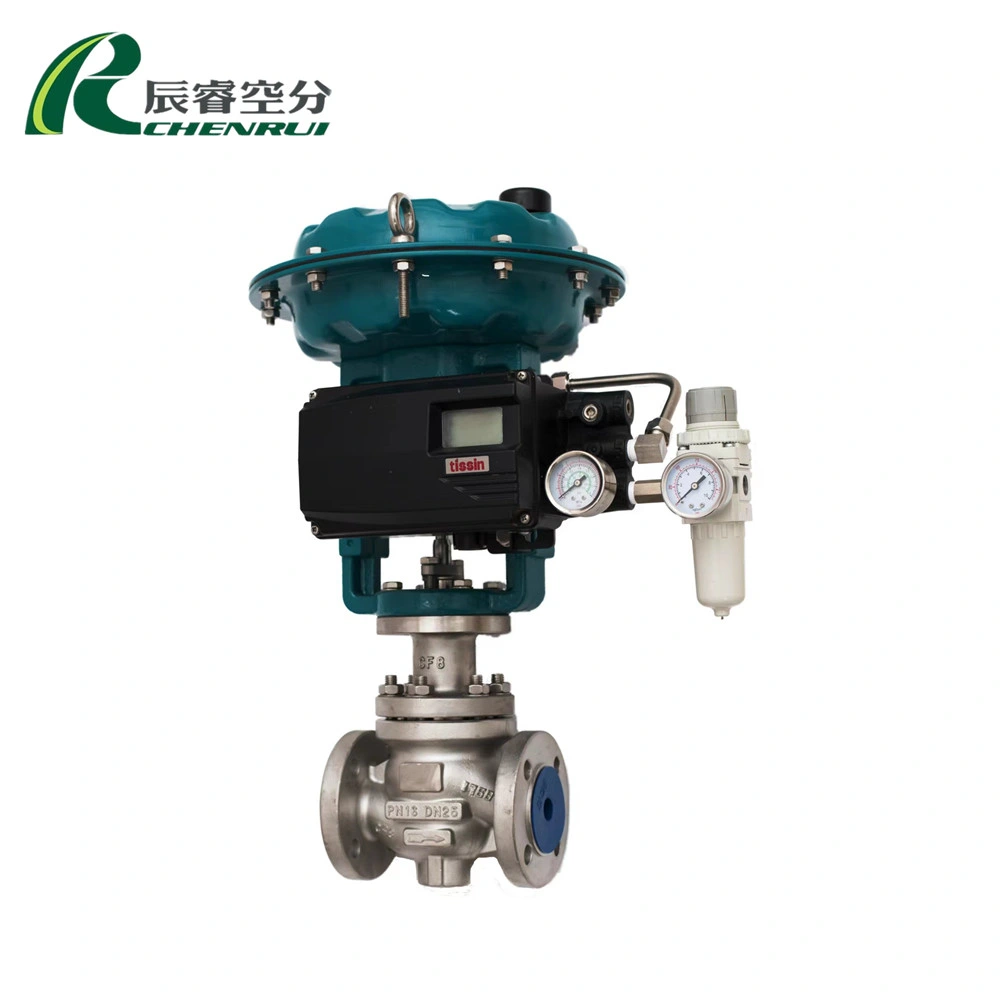 Leak Proof SS304 316 3 Way Steam Valve with 4-20mA Positioner Diaphragm Pneumatic Actuator Control Globe Valves