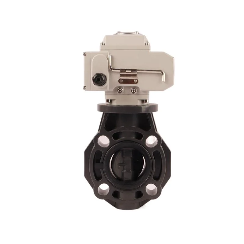 High Performance Electric Plastic Wafer Type Actuator Butterfly Valve UPVC PVC Modulaing Motorized Butterfly Valve for Air Water Gas