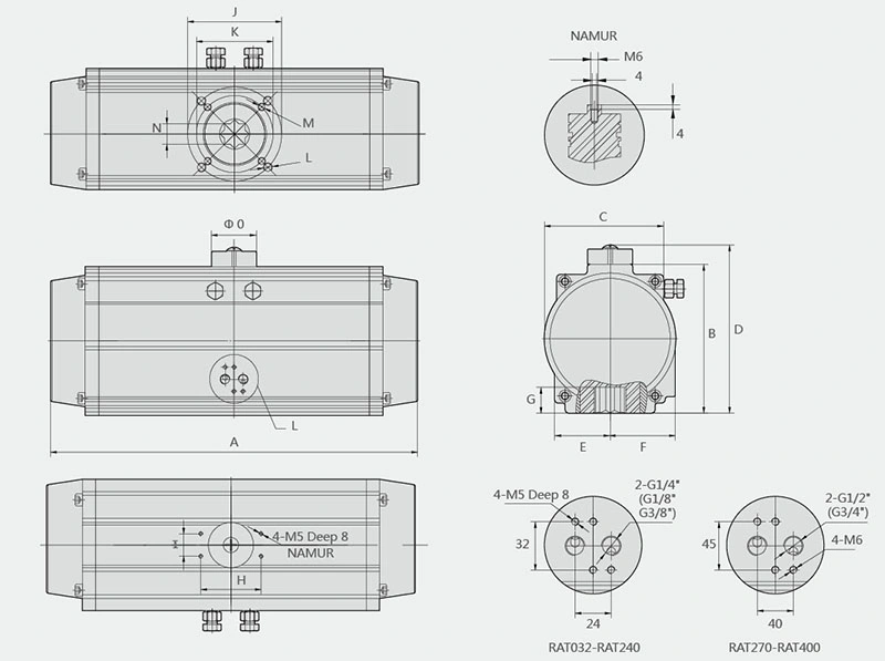 Air Torque Aluminum Pneumatic Ball Valve Butterfly Valve Parts Actuator