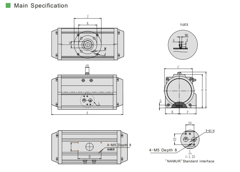 Vat Single Spring Return Electric Aluminum Pneumatic Actuator