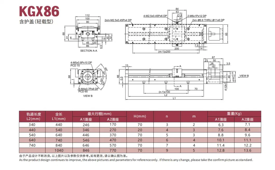 Kgg 714kg Kk Module DC Linear Actuator for Engraving Machine Kgx86 Series