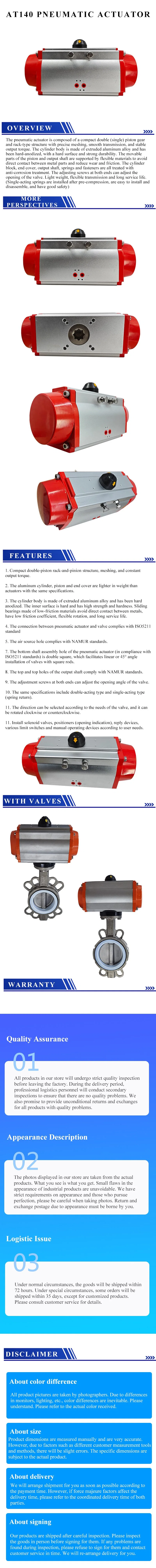 At140 Single Acting Double Acting Pneumatic Valve Actuator