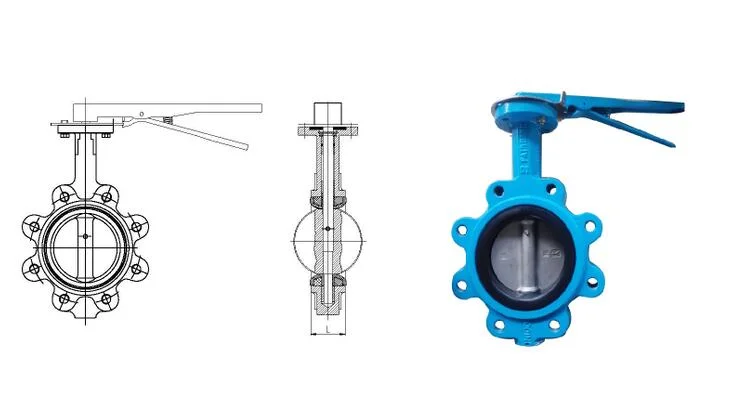 Wafer Type Lugged Ductile Iron/Wcb/Stainless Steel Solenoid Pneumatic Actuator EPDM Lined Industrial Control Butterfly Water Valve