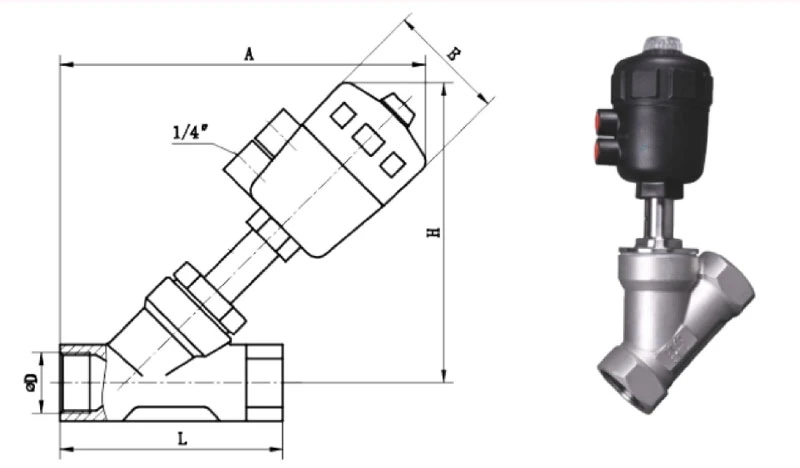 2/2 Way Piston Actuated Valve-Angle Seat Valve, Steam Angle Seat Valve