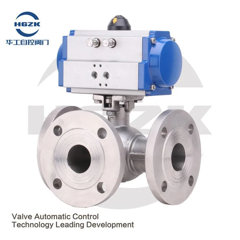 2-Way Stainless Steel Pneumatically-Actuated Flanged Ball Valves Spring-Return Double Acting