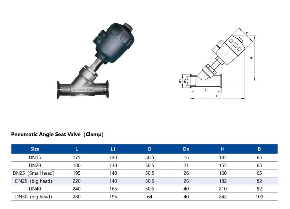 2/2 Way Piston Actuated Angle Seat Valve Steam Angle Seat Valve