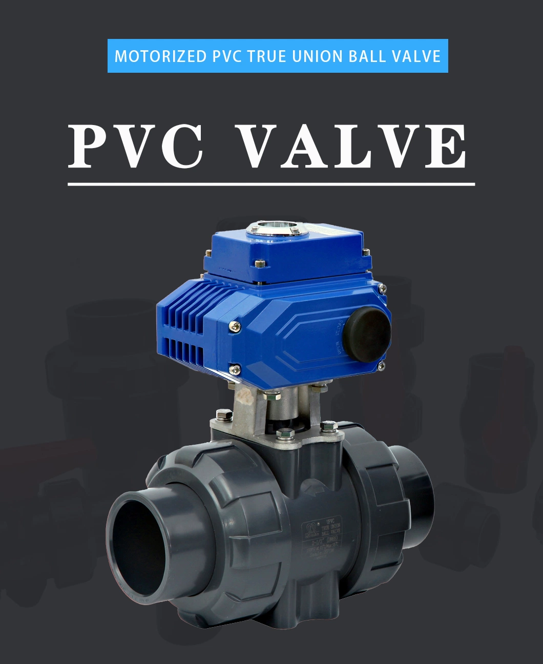 2 Way Full Port Electric Actuated Plastic True Union Plastic V Motorized PVC True Union Ball Valve