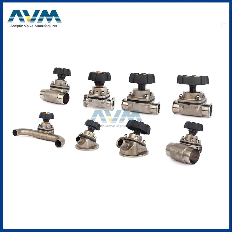 Hygienic Stainless Steel Clamped Pneumatic Actuator Diaphragm Valve