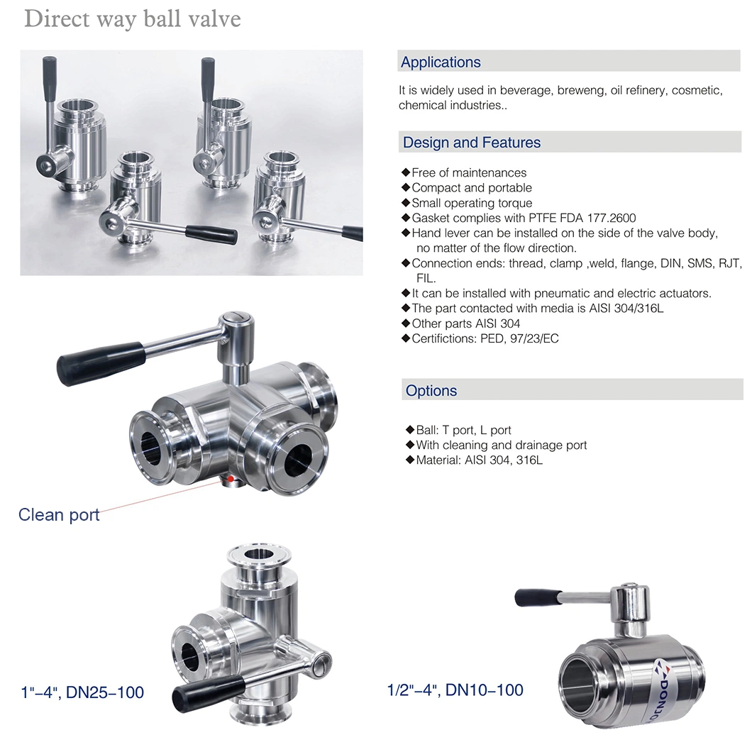 Stainless Steel 3PCS Electrically Actuated Ball Valve Two Way