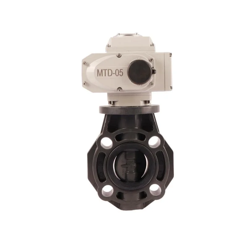 High Performance Electric Plastic Wafer Type Actuator Butterfly Valve UPVC PVC Modulaing Motorized Butterfly Valve for Air Water Gas