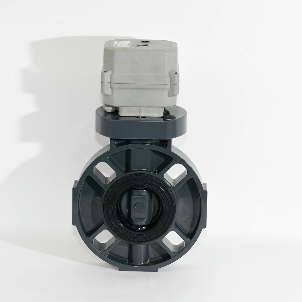 Manufacturers DN65 2 1/2 Inch Plastic Motorized Butterfly Valve PVC with Actuator