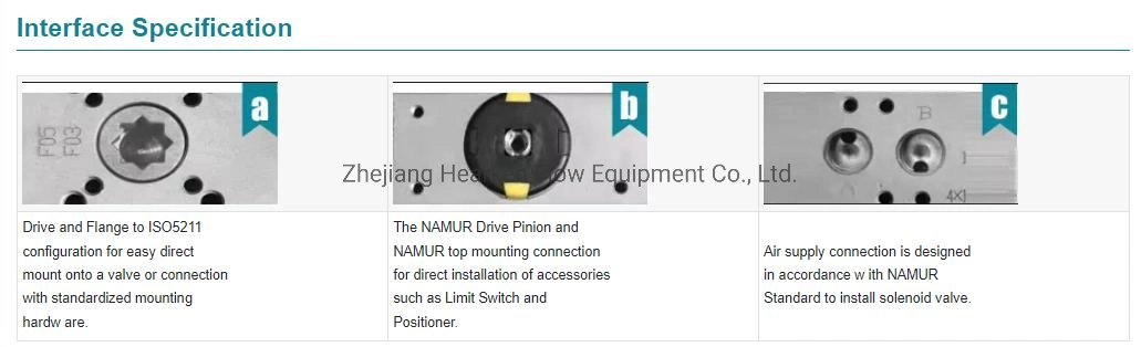 Rack Pinion Design 0 45 90 180 Degree Rotary Double Acting Three Position Pneumatic Actuator