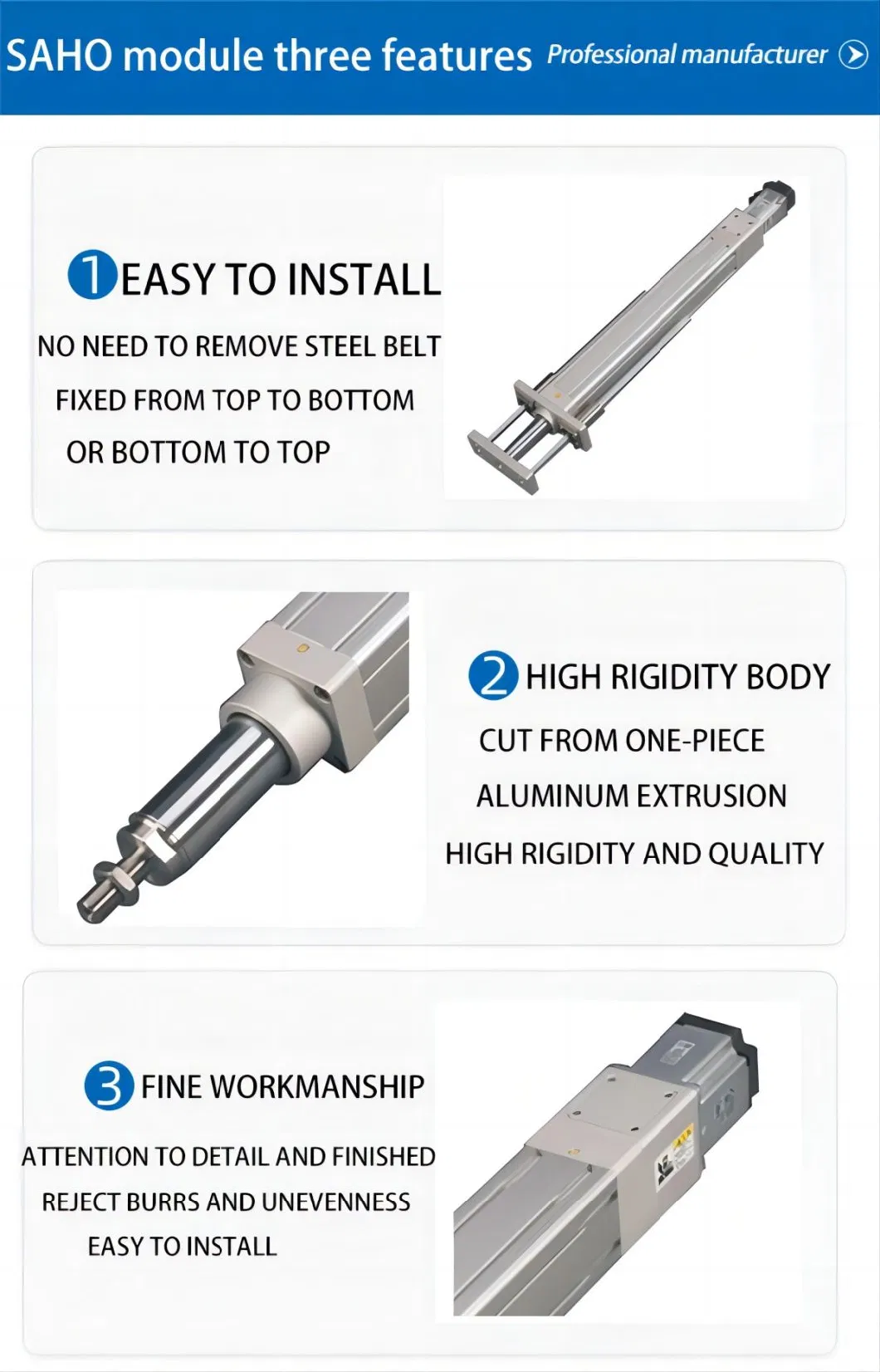 High Precision Stainless Steel Linear Module High Speed Ball Screw Rail Guide Electric Cylinder Servo Actuator