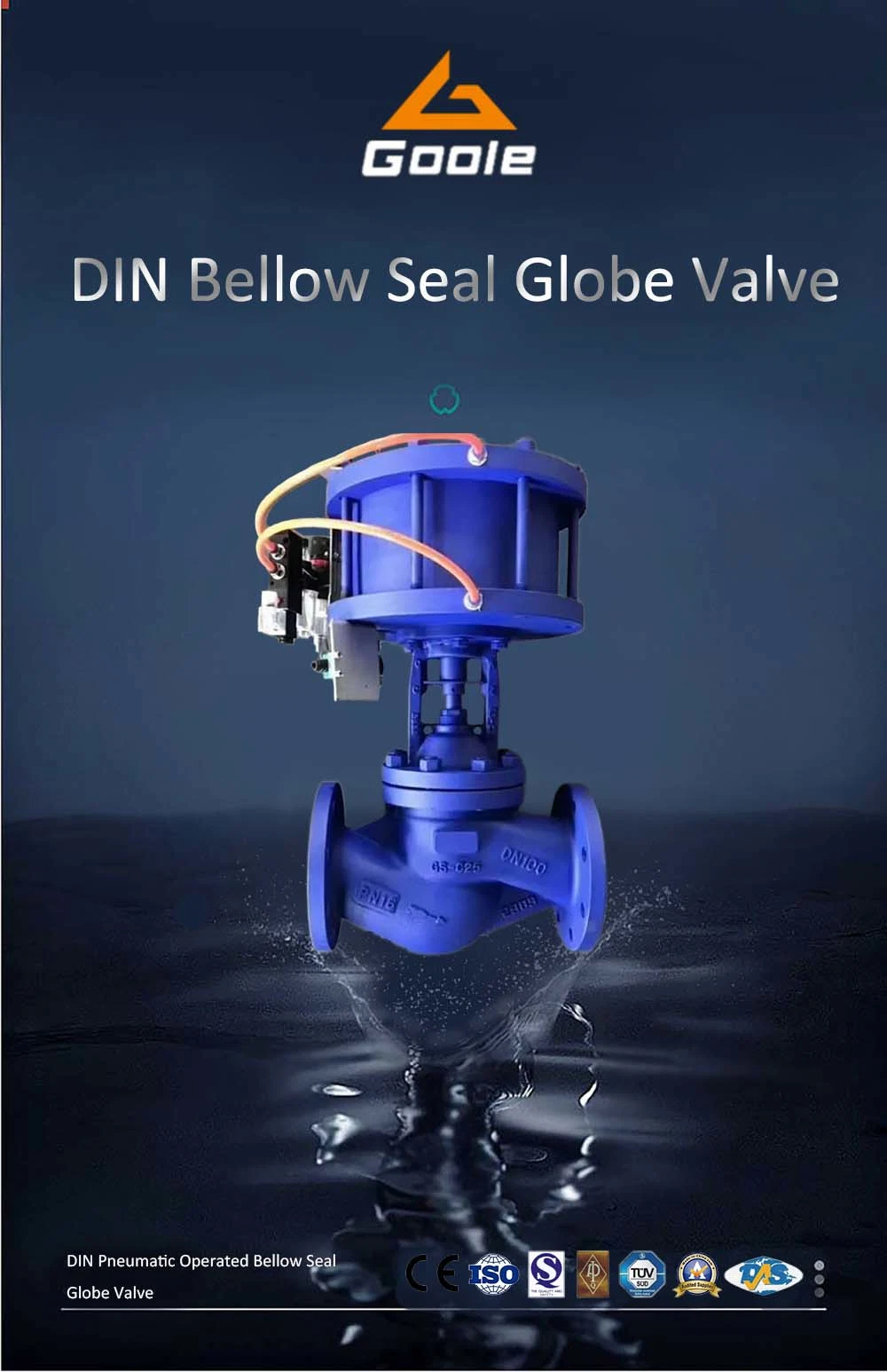 DIN Pneumatic Operated Bellow Seal Globe Valve/ Stop Valve