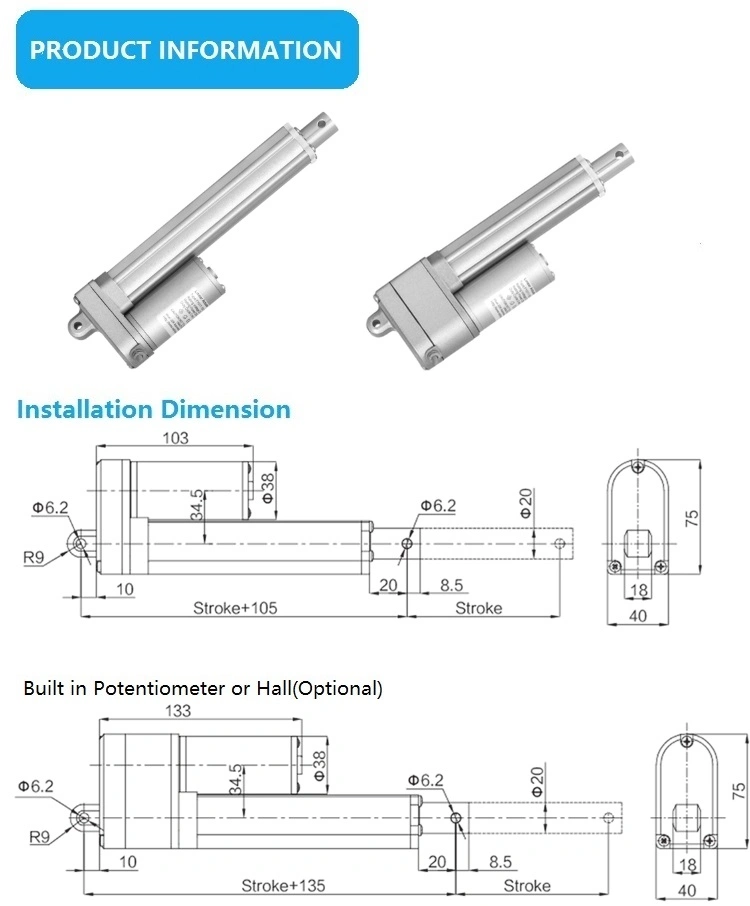 1200n IP65 Mini Electric Linear Actuator Motor for Window Open (FY017)