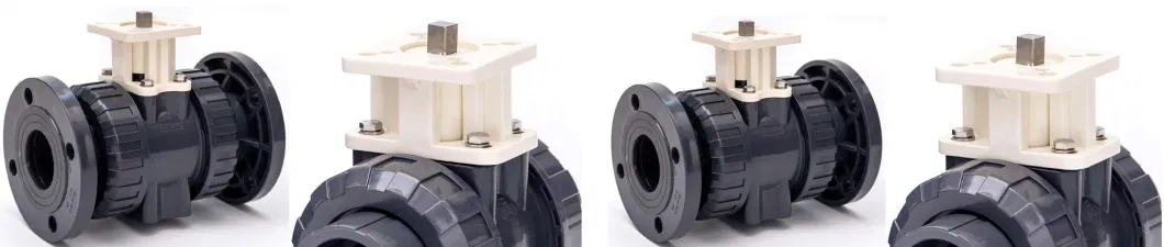 High Quality Plastic Electric Control Ball Valve UPVC True Union Ball Valve PVC Non Actuator Double Union Ball Valve Body PVC Pneumatic Ball Valve