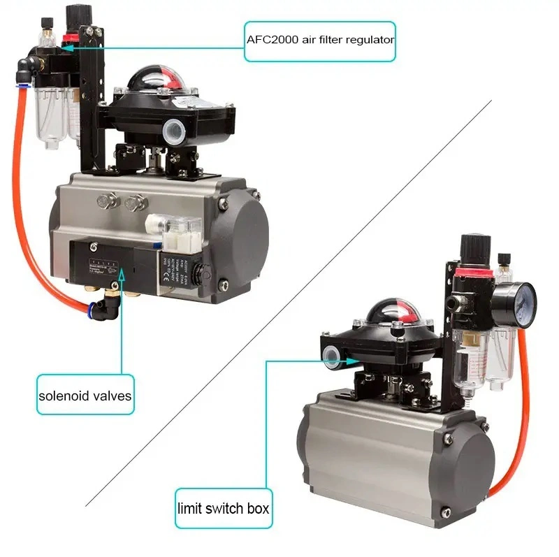Air Operated Valve Threaded Stainless Steel Water Pneumatic Actuators Single Double Acting 3PC Ball Valve