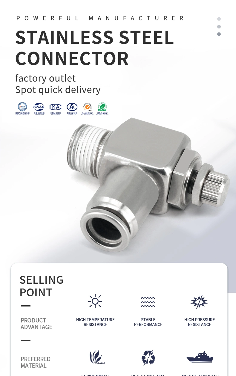 SL Series Air Flow Control Stainless Steel Elbow Type Valve Pneumatic Throttle Valve