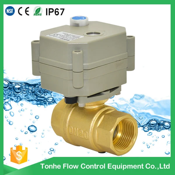 2 Way Electric Control Brass Water Ball Valve Motorized Actuator Brass Ball Valve with Manual Operation (T25-B2-B)