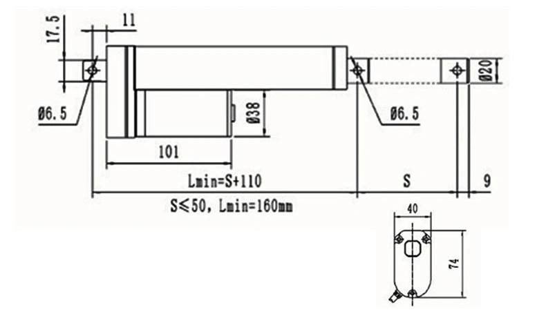 Aluminum Alloy Smart Spring Return Linear Actuator with 500 Stroke