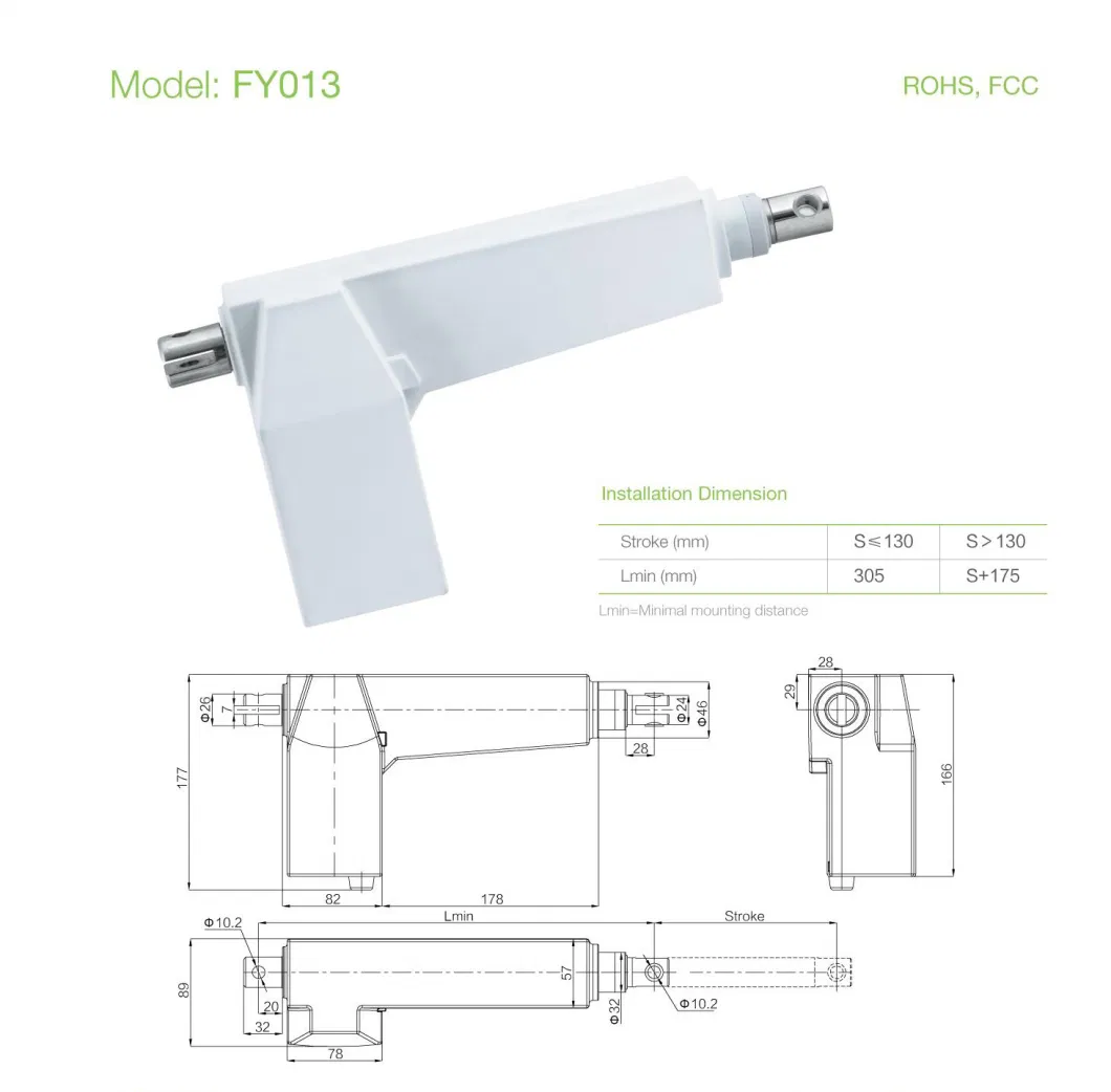 Customized Solutions 12/24V DC Motor 8000n Thrust IP54 Waterproof 4mm/S High Speed Electric Small-Scale Linear Actuator