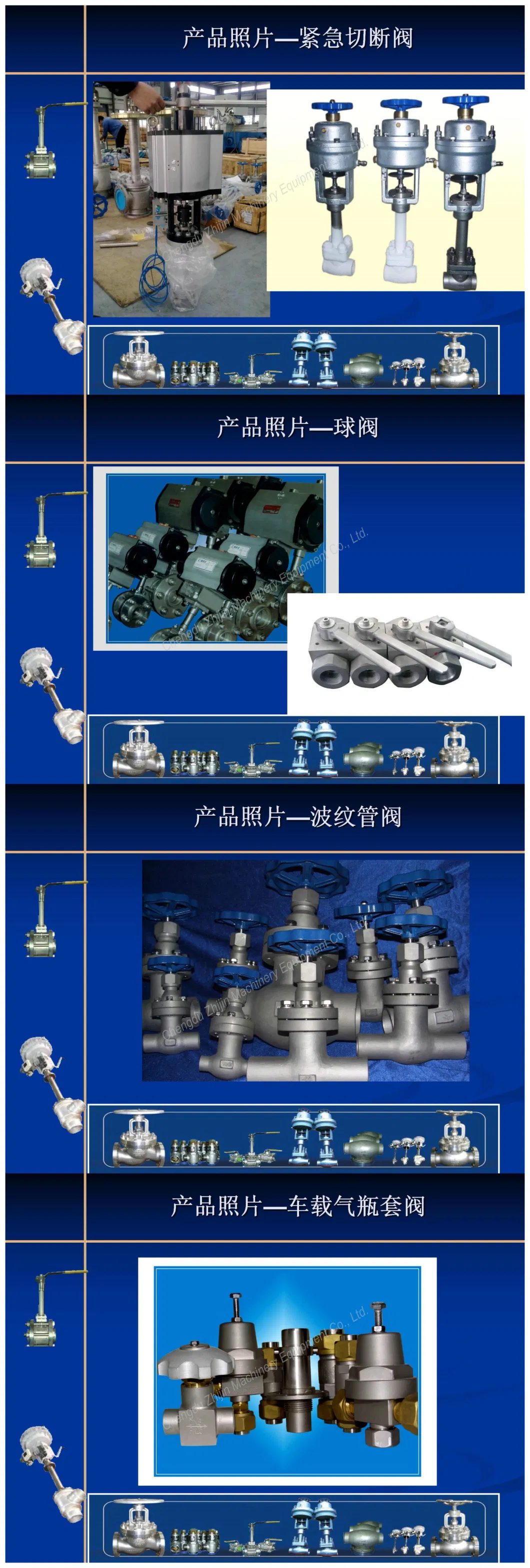 Cryogenic Butterfly/Diaphragm Control/Ball/Globe/Throttle/Check/Safety/Breathing/Three Way Valve/Liquid Hydrogen/Helium/Oxygen/Natural Gas/LNG/LPG/CNG Valve