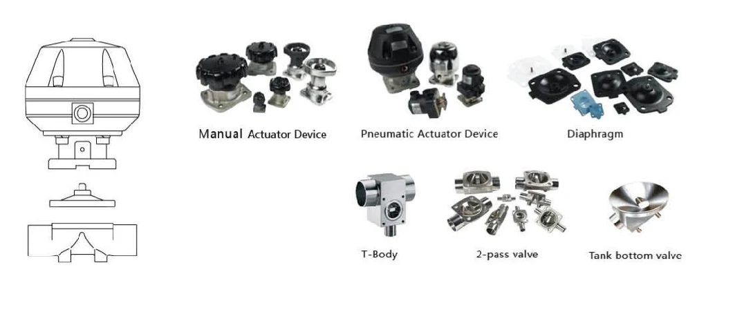 Sanitary Stainless Steel Pneumatic Operated Diaphragm Valve for Flow Control/Pharmaceutical/Food