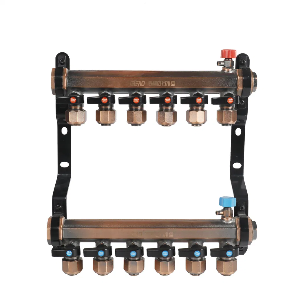 Brass Manifolds Easy Installation Automatic Temperature Control Floor Heating Manifolds Ball Valves
