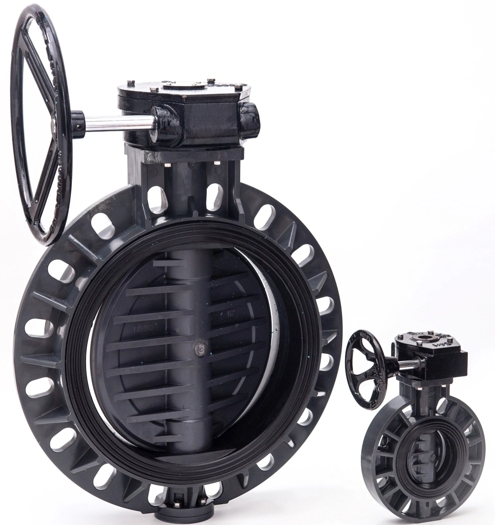 High Quality PVC Wafer Worm Gear Butterfly Valve Plastic CPVC Handle Flanged Butterfly Valve Lever UPVC Non Actuator Industrial Control Electric Butterfly Valve