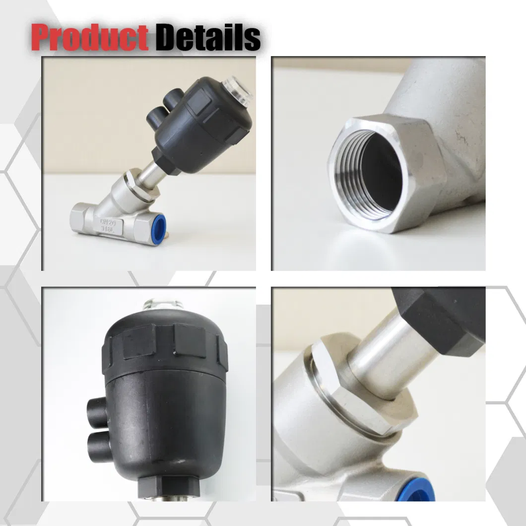 Stainless Steel Industry Piston Operated Femaled Air Control Angle Seat Valve