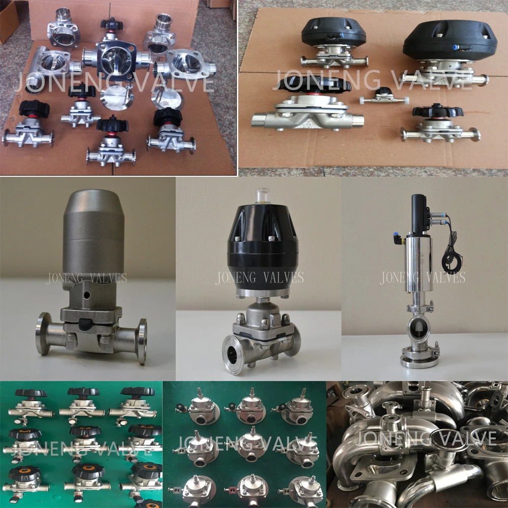 Bpe 2 Way Manuel Pneumatic Brewing Teflon Flow Control China Stainless Steel Sanitary Square Type 3-Way Diaphragm Valve