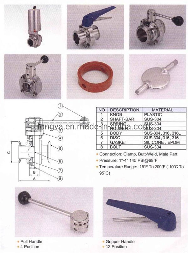 Stainless Steel Single Action Pneumatic Actuator for Sanitary Butterfly Valve