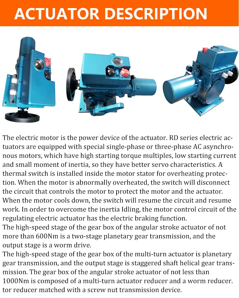 Motor Power 0.1kw Rated Torque 600nm MD-60/K/F SMD-60/K/F Ymd-60/K/Fintelligent Quarter Turn Electric Actuator