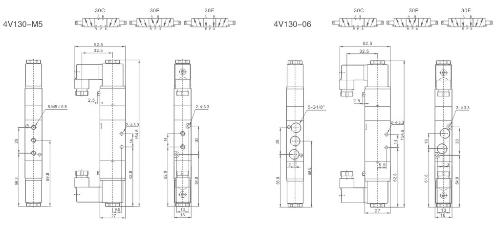 China Supplies 4V 3V Series 5/2 3/2 Way Single Control Double Coil High Quality Pressure Aluminum Alloy Airtac Type Pneumatic Air Solenoid Valve