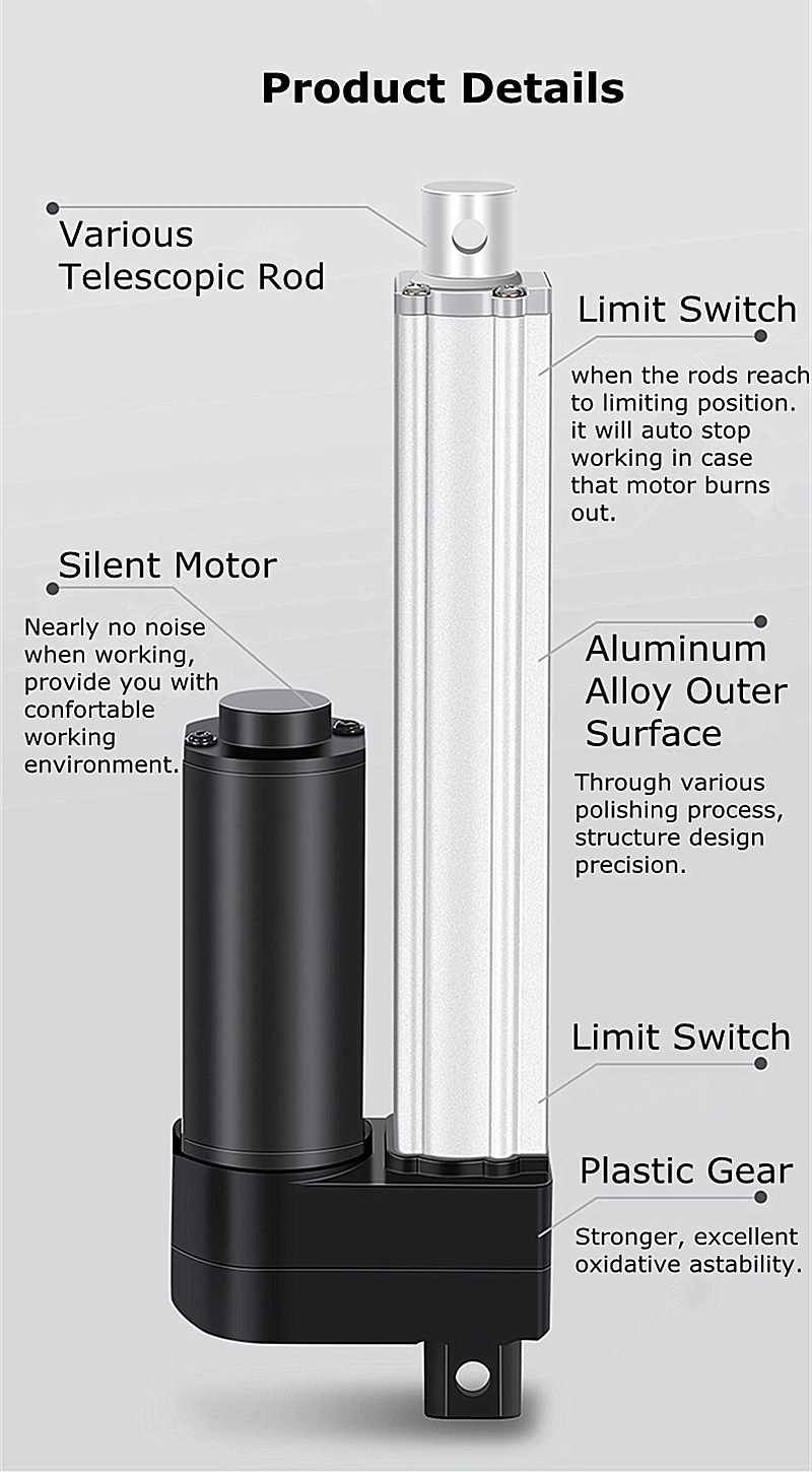 Powerful 2500n 24V Electric Industrial Linear Actuator for Nursing Home Beds Patient Lifts