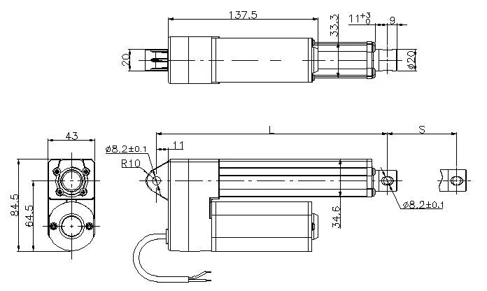 Factory Supply 2500n 250kg 12V DC 150mm Stroke Mini Motorized Linear Actuator