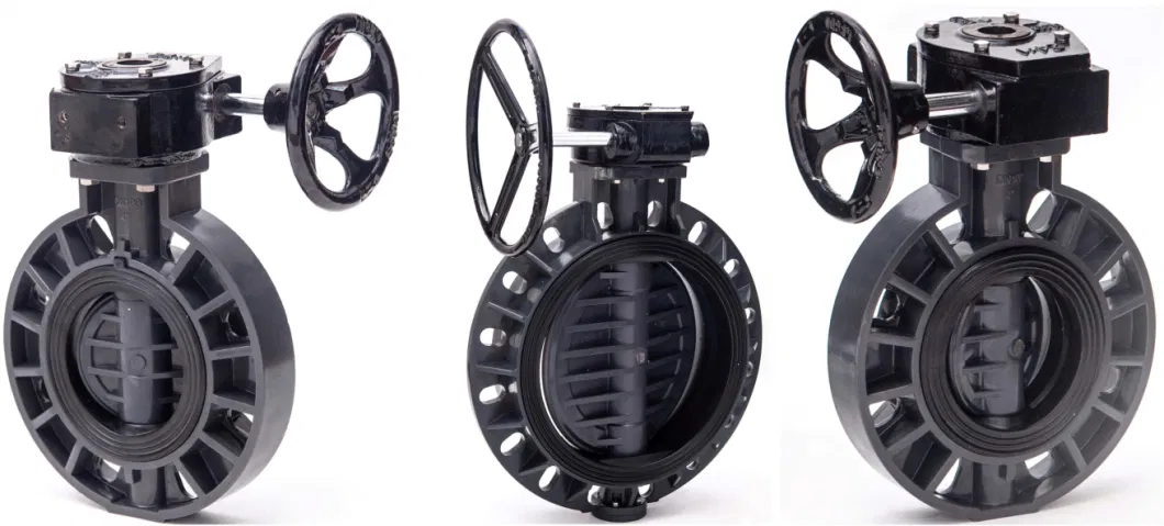 High Quality PVC Wafer Worm Gear Butterfly Valve Plastic CPVC Handle Flanged Butterfly Valve Lever UPVC Non Actuator Industrial Control Electric Butterfly Valve