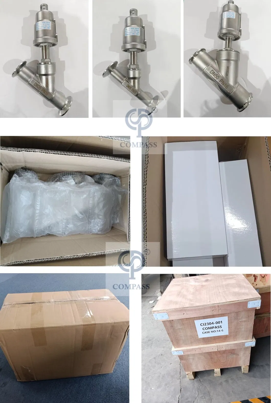 DN32 Stainless Steel Sanitary Tri Clamp 3 Way Pneumatic Valve Angle Seat Valve