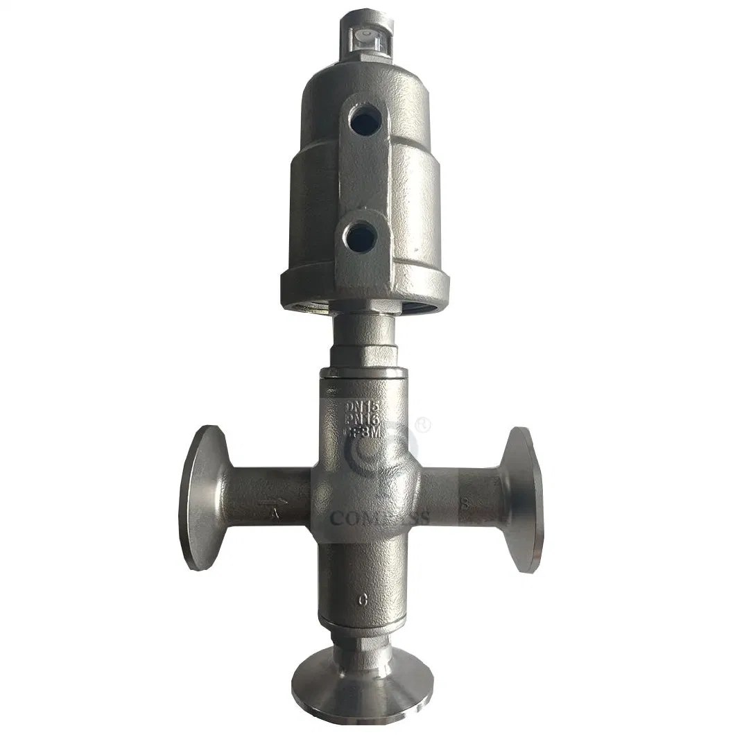 DN32 Stainless Steel Sanitary Tri Clamp 3 Way Pneumatic Valve Angle Seat Valve