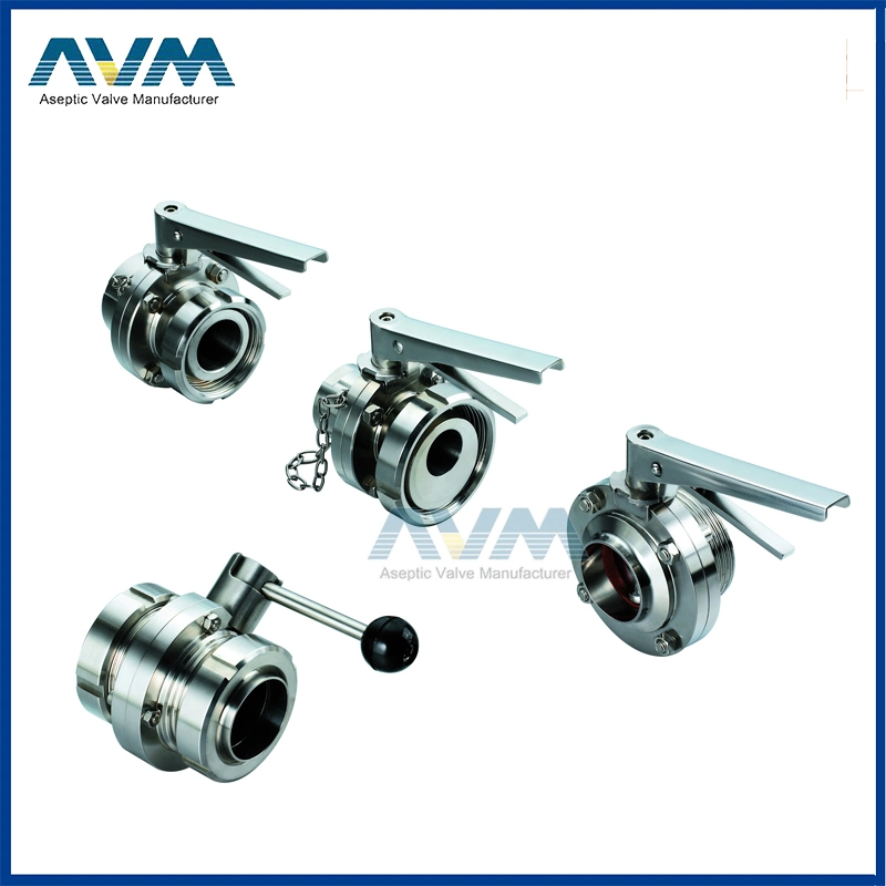 Sanitary Stainless Steel Pneumatic Air Operated Quick Installation Butterfly Valve