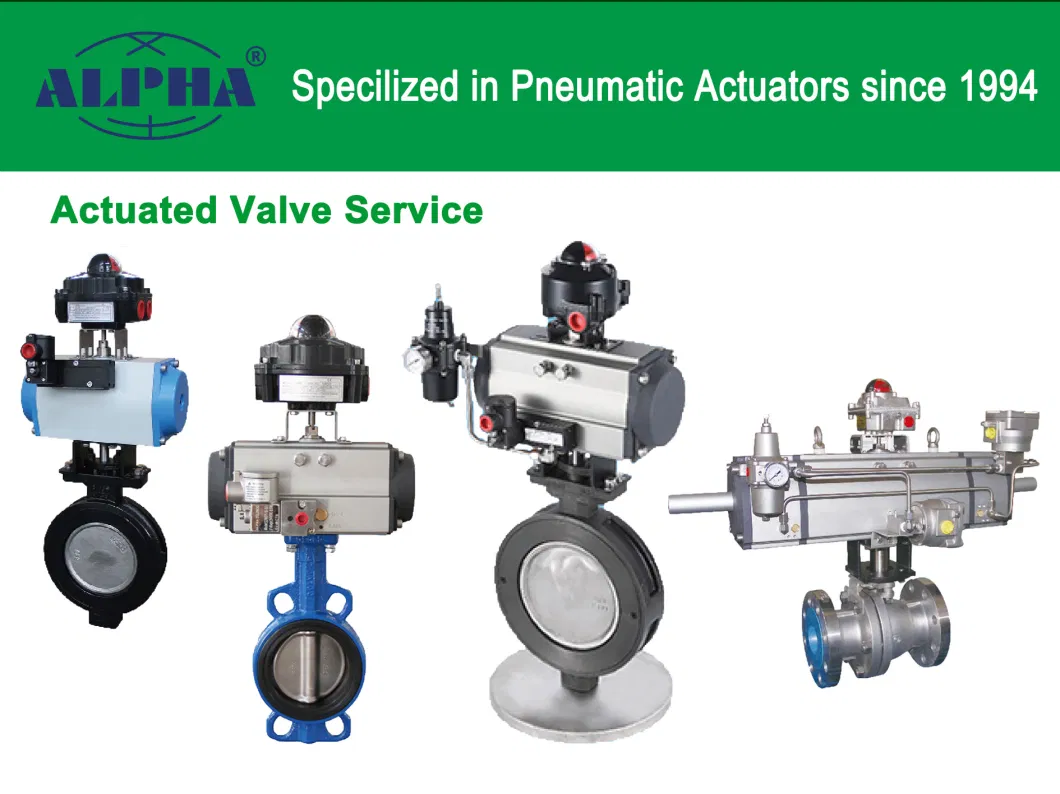 Nice Rotary Pneumatic Actuator Used in Fluid Control with Limit Switch Box and Solenoid Valve
