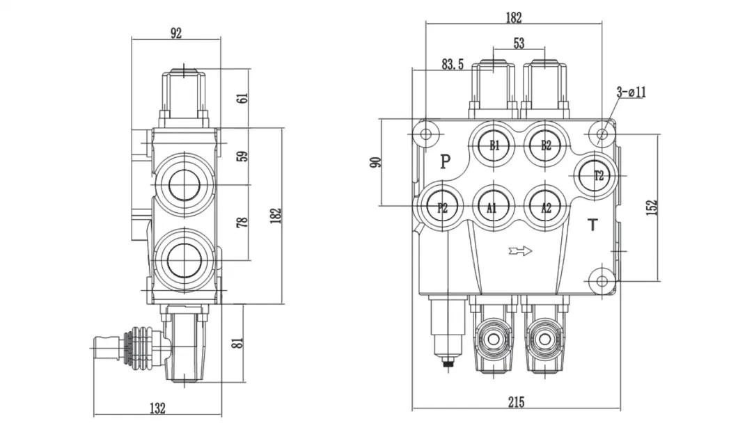 120 L/Min Manual 3 Way Brand Hydraulic Directional Flow Control Valve