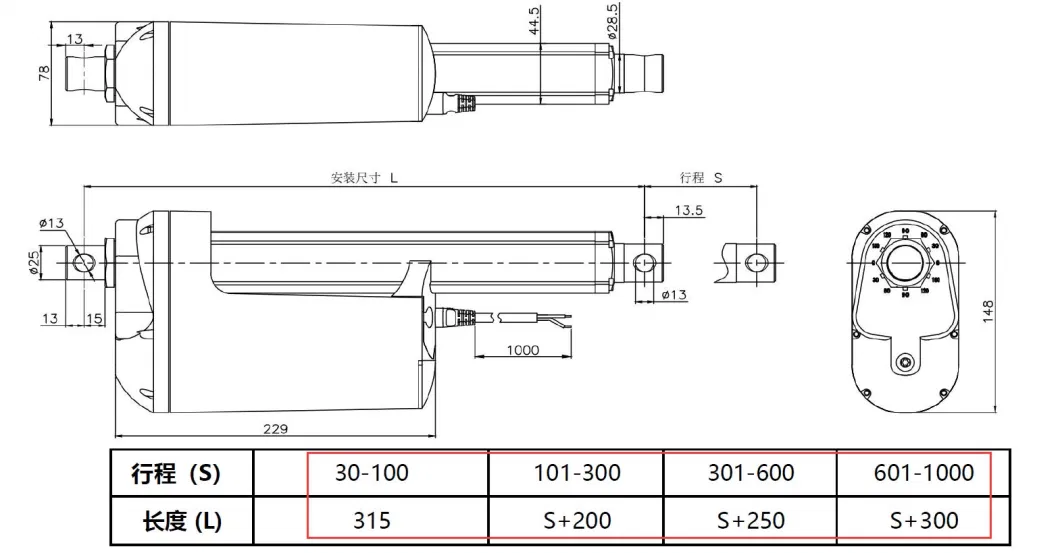 Hydraulic 1000n Linear Actuator Pneumatic/Electric Actuator
