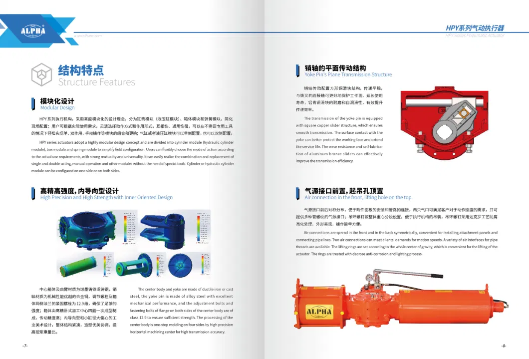 High Quality Single/Double Acting Scotch Yoke Pneumatic Actuator/Valve Control