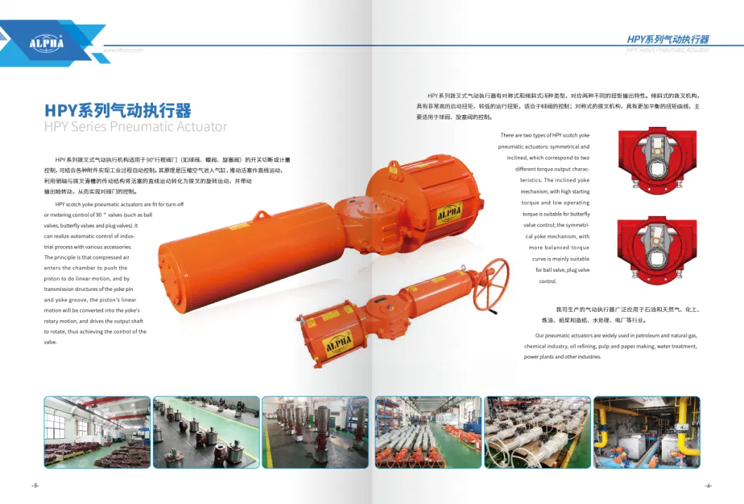 High Quality Single/Double Acting Scotch Yoke Pneumatic Actuator/Valve Control